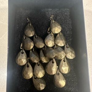 Vintage Hammered Gold Teardrop Chandelier Earrings